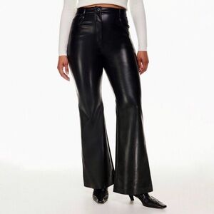 Aritzia Black Leather-Trimmed Pants